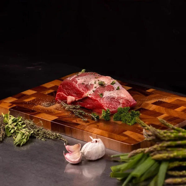 Double-Sided Cutting Board with Drainage Grooves for Kitchen Preparation