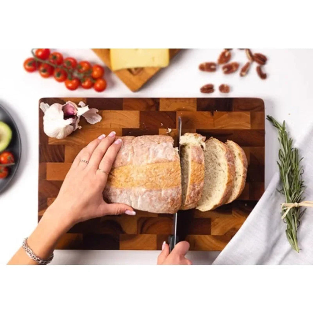 Double-Sided Cutting Board with Drainage Grooves for Kitchen Preparation