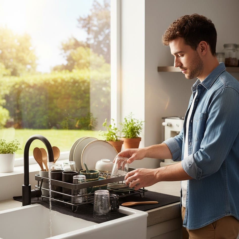 Foldable Stainless Steel Dish Rack with Space-Saving Design for Modern Kitchens