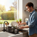 Foldable Stainless Steel Dish Rack with Space-Saving Design for Modern Kitchens