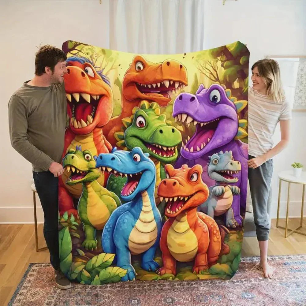 Dinosaur Print Throw Blanket for Kids' Room Decor