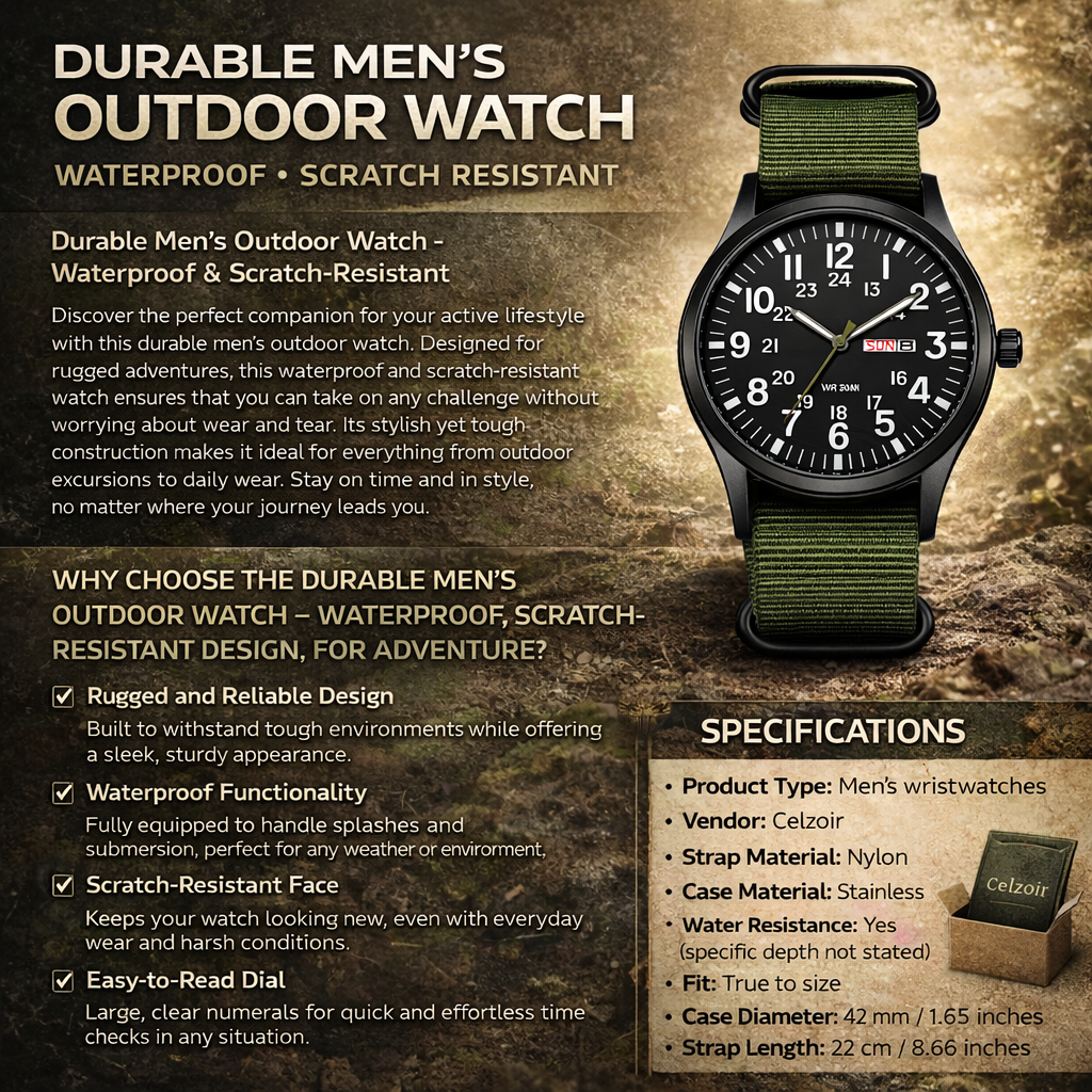 Rugged Waterproof Scratch-Resistant Outdoor Watch for Men