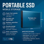External SSD Hard Drive Aluminum Portable Storage 128GB