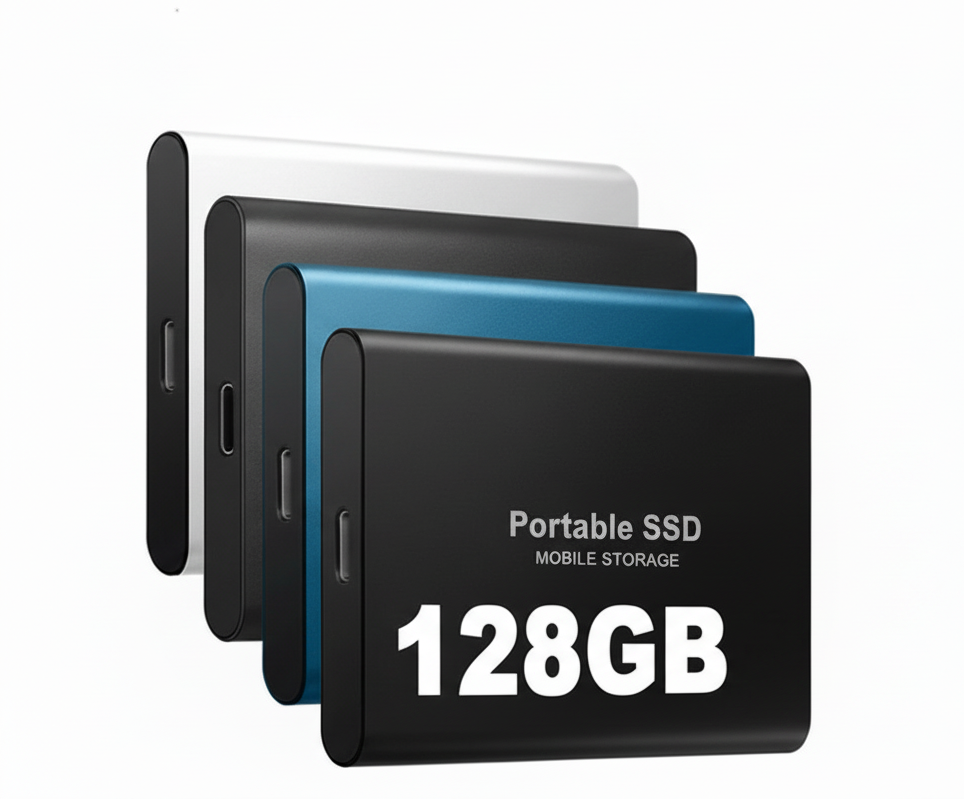 128GB External SSD | USB 3.1 & USB-C High-Speed | NVMe M.2 Technology | Shockproof Aluminum Alloy Case | Plug & Play for PC, Mac & Mobile