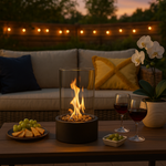 Portable Indoor Glass and Metal Tabletop Fireplace