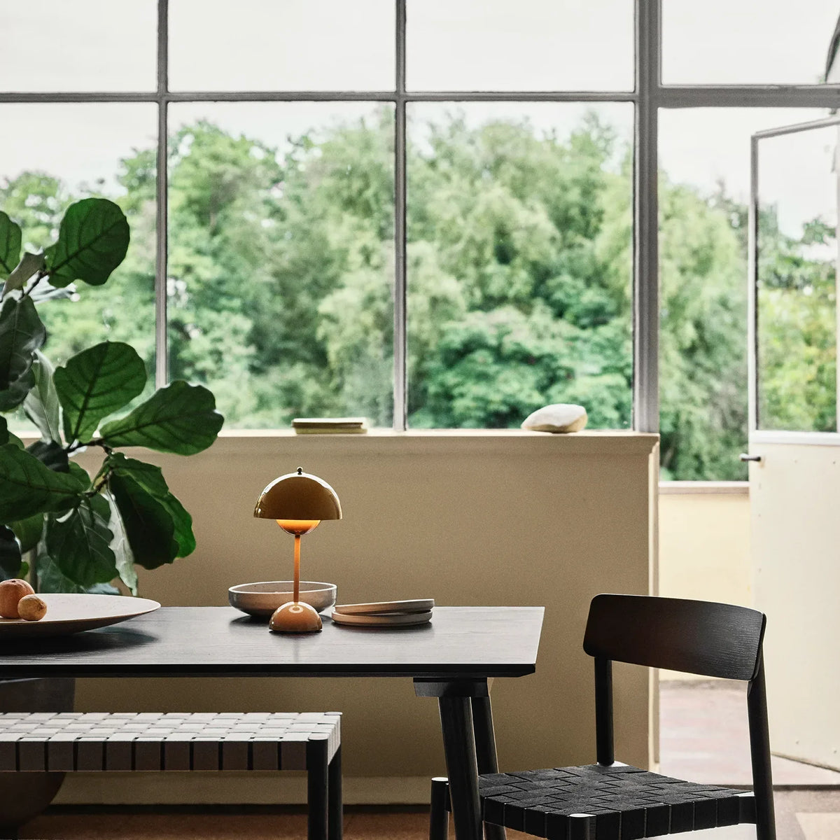 Scandinavian Design Lamp with Flower Glow