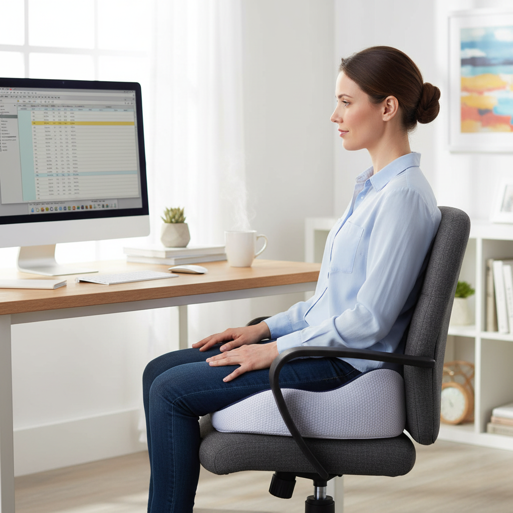 Memory Foam Seat Cushion for Sit Bone Support - Ideal for Office and Car Use