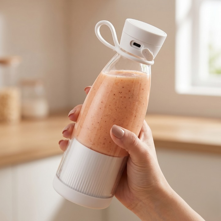 Portable Wireless Smoothie Blender – USB Rechargeable, 6 Stainless Steel Blades, BPA-Free