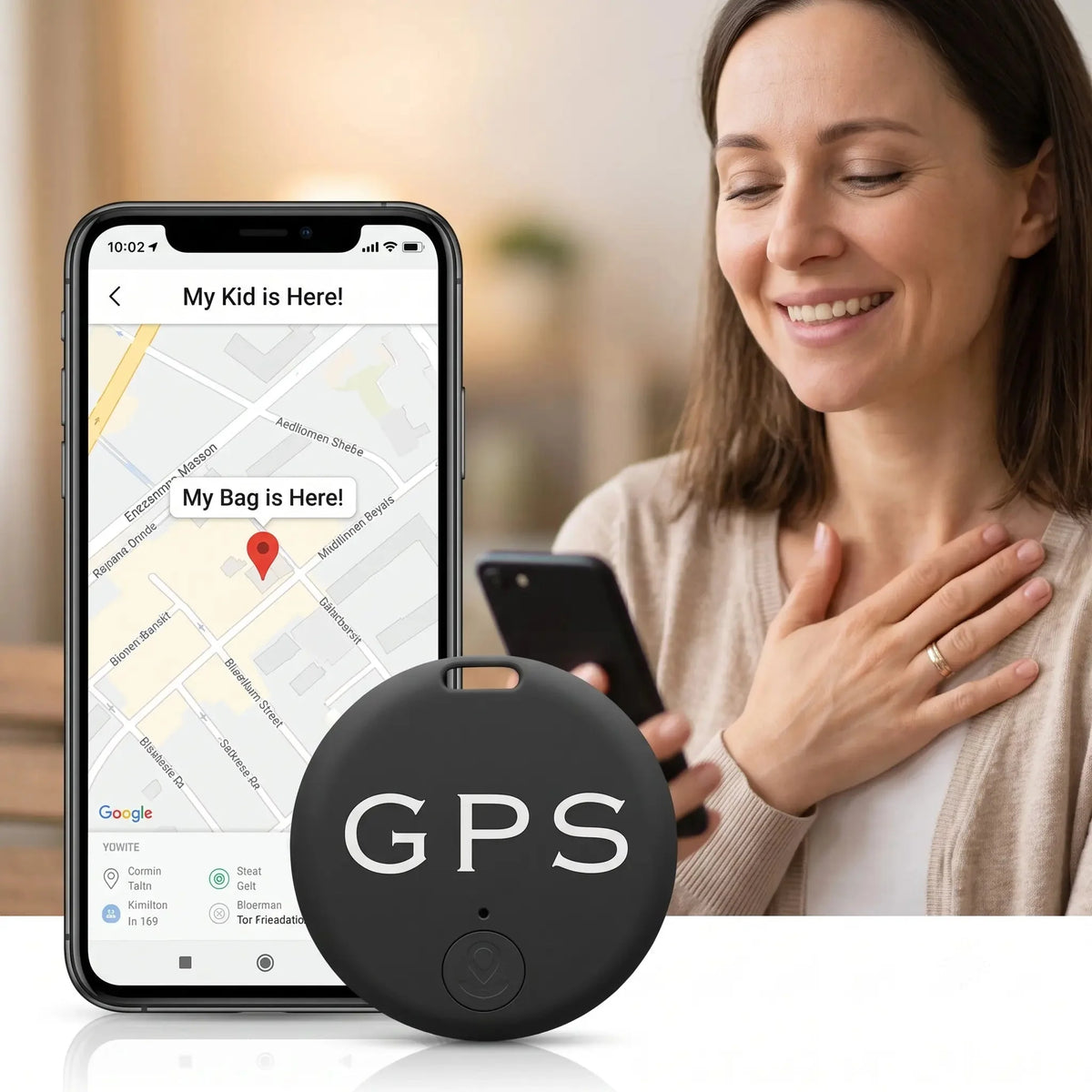 Compact GPS Tracker & Key Locator – Bluetooth Tracking via App for Keys, Luggage, and Bags
