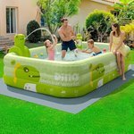 Inflatable Kids' Pool with Dino Sprayer & Sunshade — Available in 170 or 210 cm
