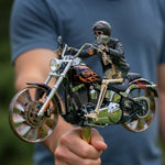 Garden Wind Spinner Featuring Skeleton Rider for Motorcycles