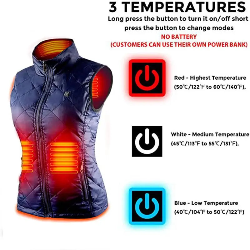 Women's Heated Vest | USB-Powered with Infrared Technology | Temperature Regulating & Lightweight | Perfect for Autumn & Winter