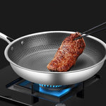 Premium Stainless Steel Frying Pan with Non-Stick Pixel Technology – Ideal for Healthy Cooking