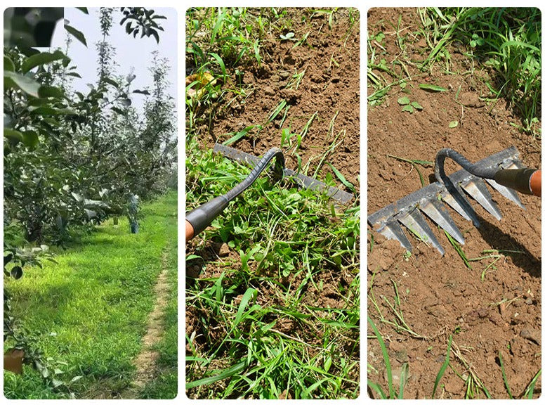 Garden Hoe Made of Carbon Steel – Sharp Tines for Weeding and Soil Loosening