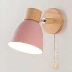 Scandinavian Wooden Wall Light with Switch – Natural Living Room Decor