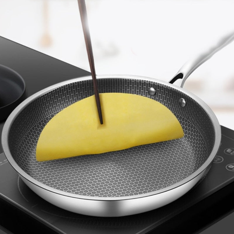 Premium Stainless Steel Frying Pan with Non-Stick Pixel Technology – Ideal for Healthy Cooking