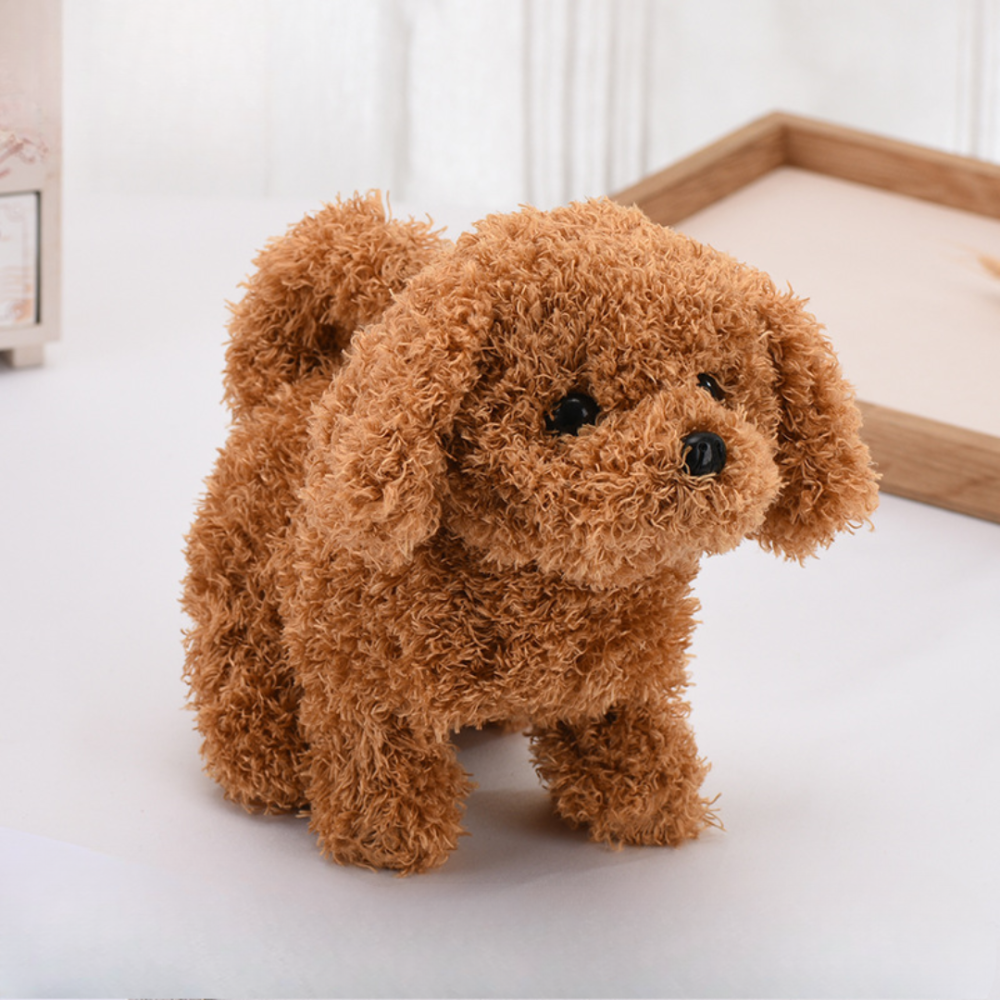 Interactive Brown and White Robotic Puppy Toy
