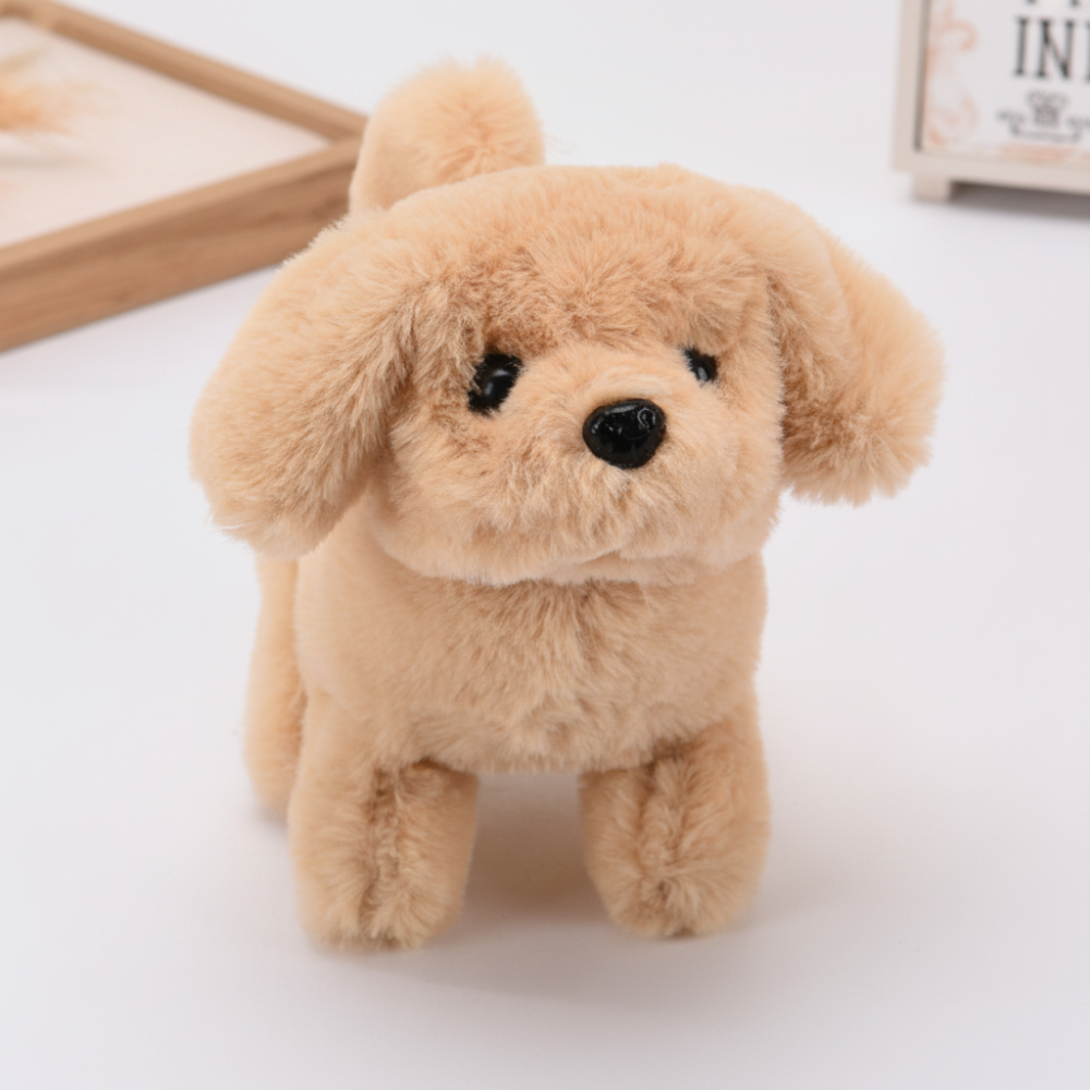 Interactive Brown and White Robotic Puppy Toy