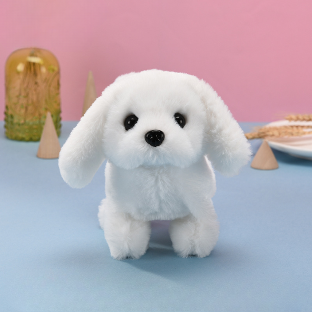 Interactive Brown and White Robotic Puppy Toy