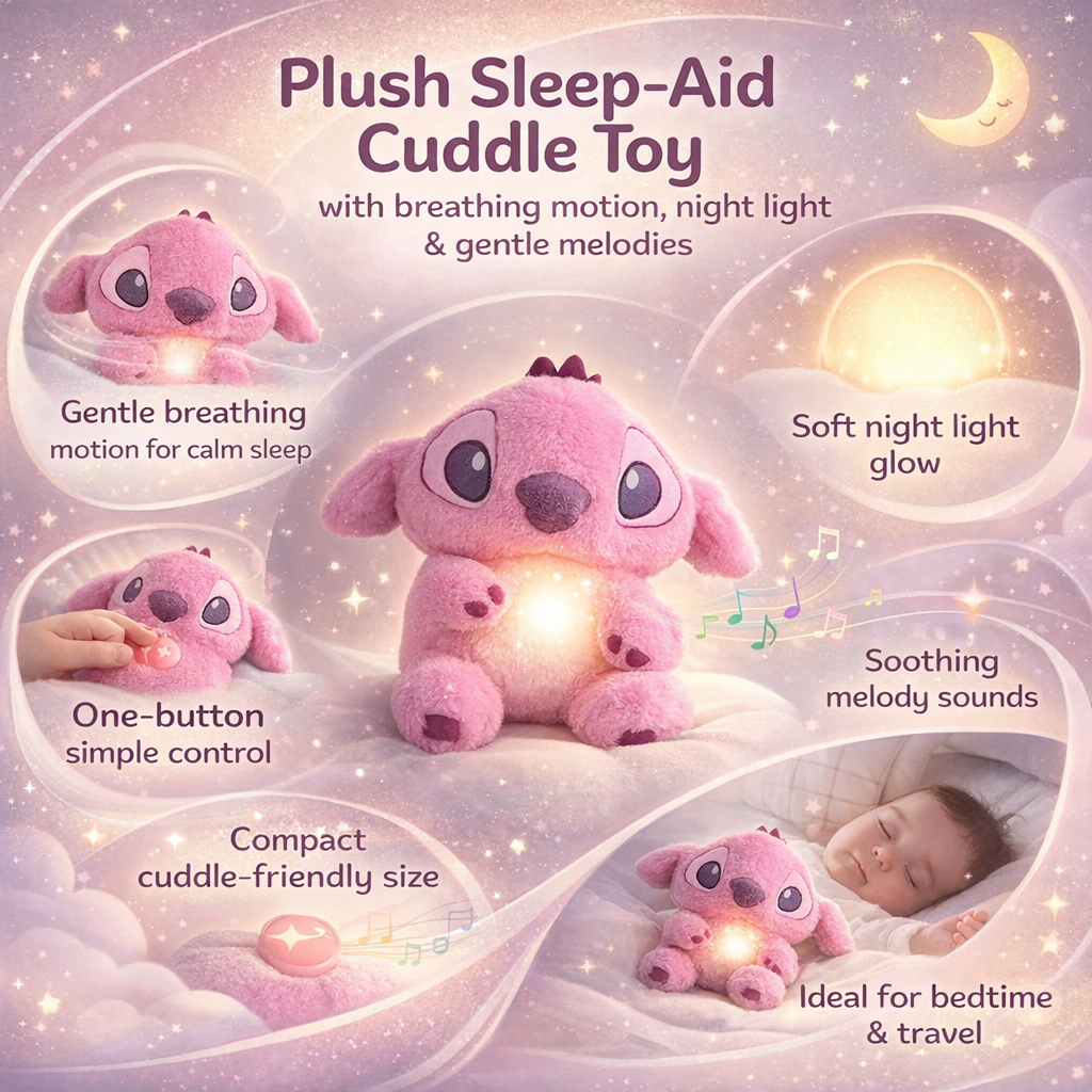 Soft Sleep Aid Toy with Breathing Light for Kids' Relaxation