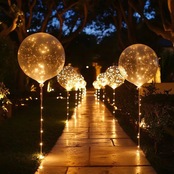 Set of 10 Warm White LED Balloons for Parties and Weddings