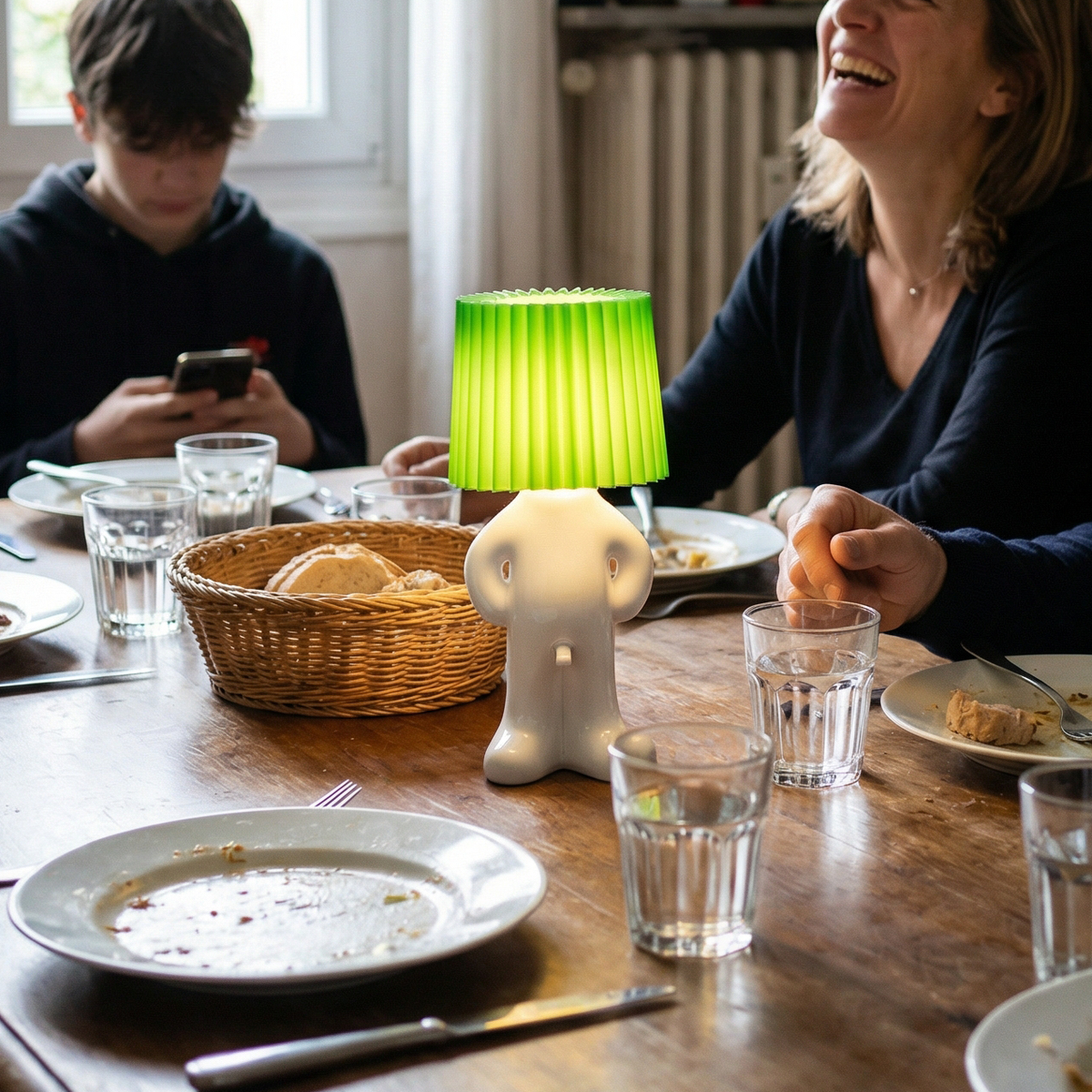 Humorous Battery-Powered Table Lamp with Dimmer | Wireless