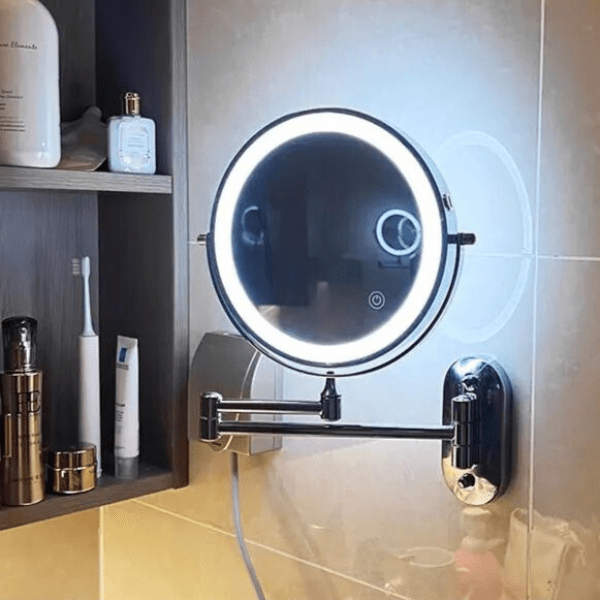LED Magnifying Mirror with Adjustable Lighting and Rechargeable Battery