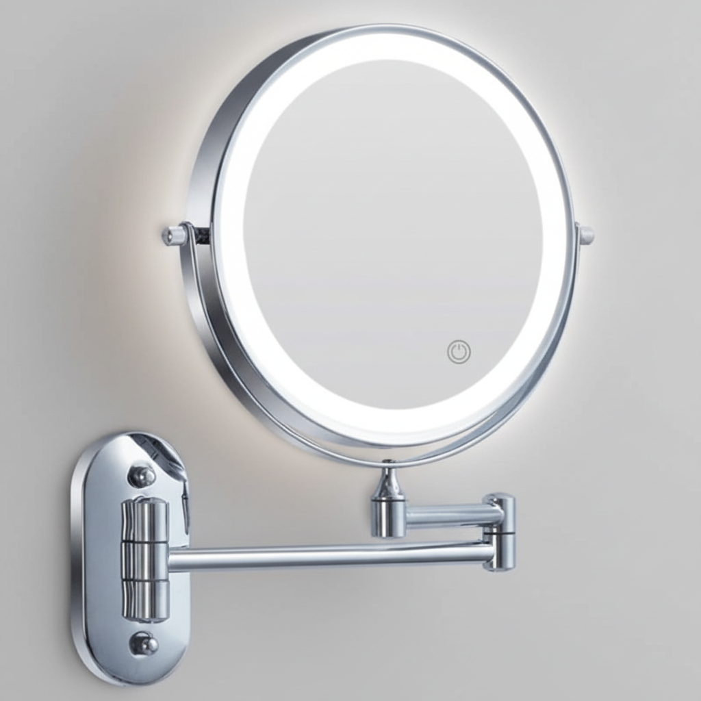 LED Magnifying Mirror with Adjustable Lighting and Rechargeable Battery