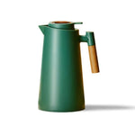 Double-Walled Thermos Bottle with Temperature Display and Wooden Handle