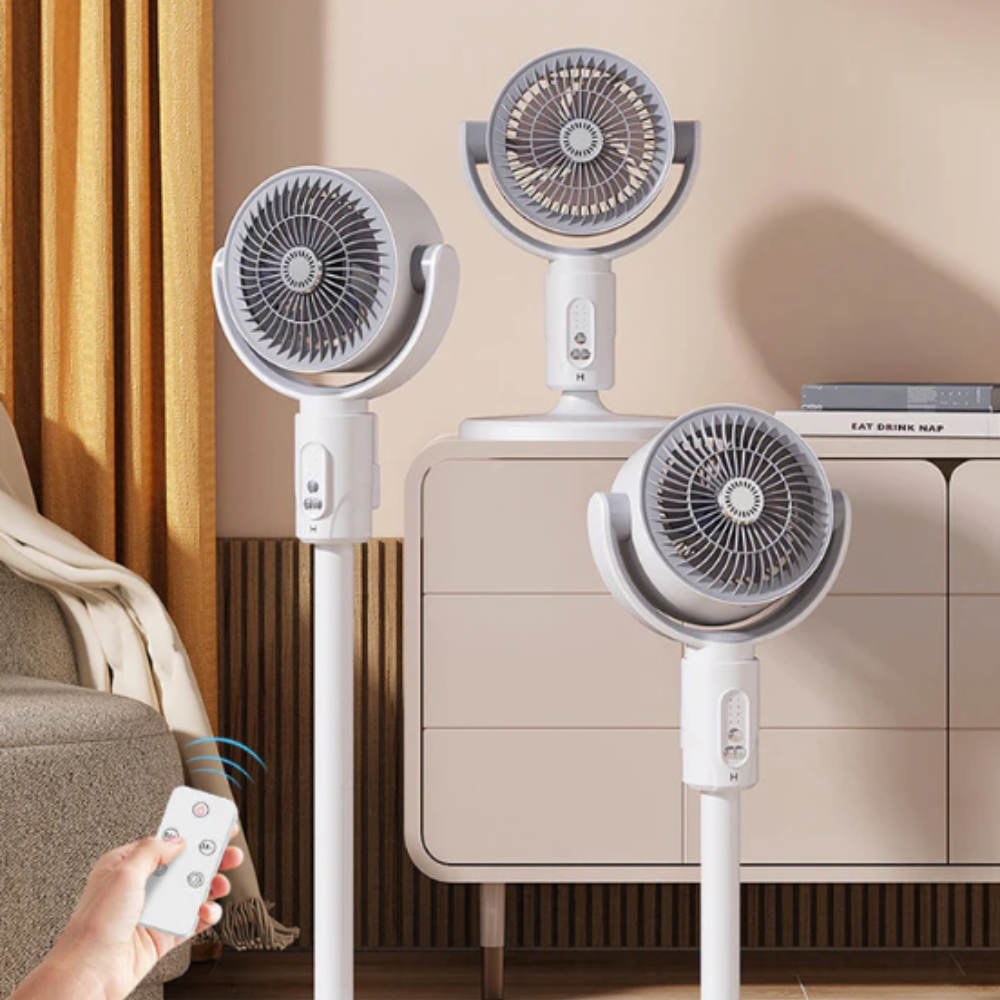 10W Quiet Stand Fan – Remote Control – 5 Speed Settings – Height Adjustable – Perfect for Office Use