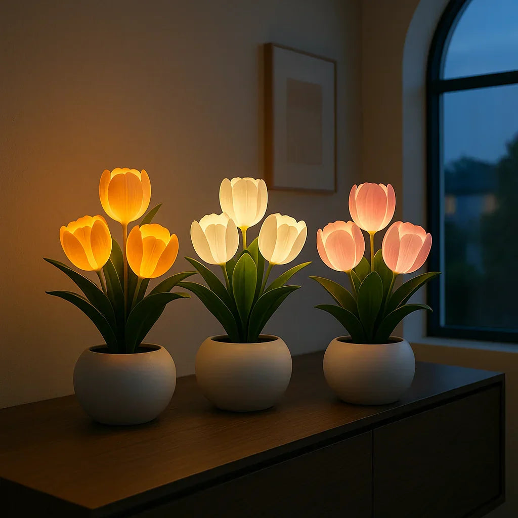LED Decorative Tulip Lamp in Warm White for Living Room