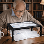 Foldable 3x Table Magnifier with LED Lighting for Hands-Free Reading