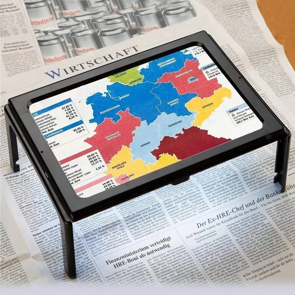 Foldable 3x Table Magnifier with LED Lighting for Hands-Free Reading