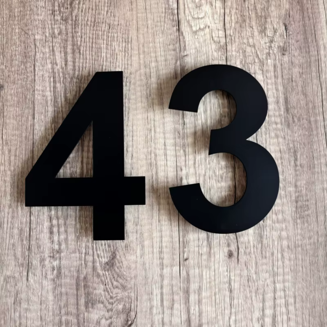 3D Modern Stainless Steel House Number - Weatherproof for Outdoor Facade and Entrance in Anthracite