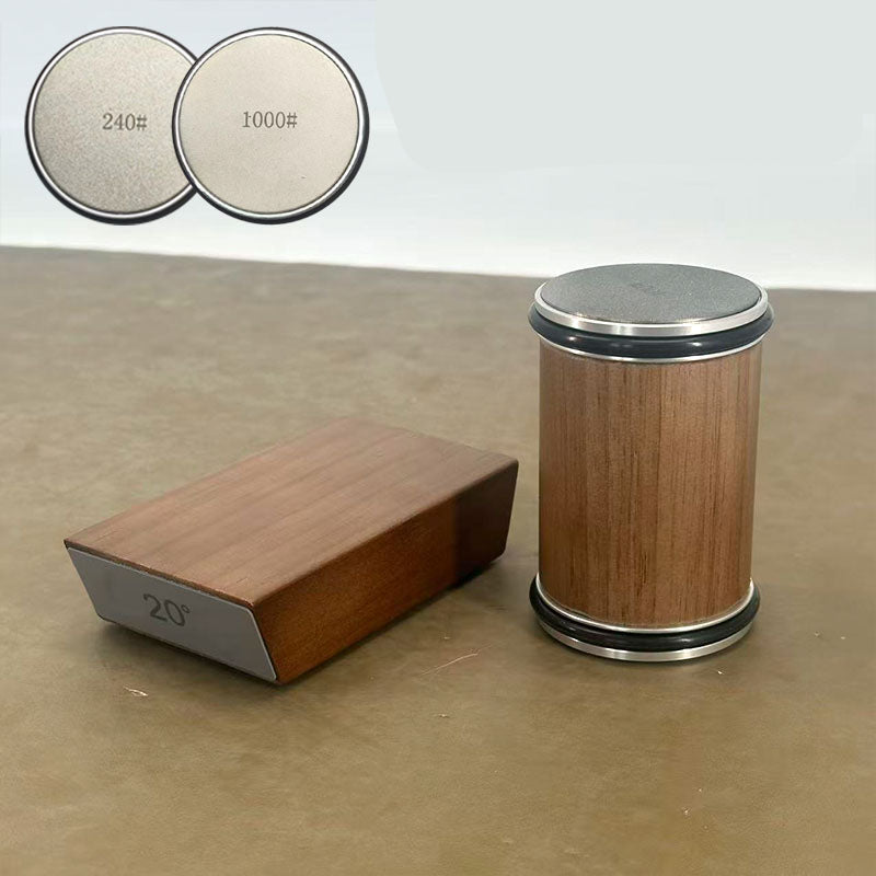 Rolling Knife Sharpener Set with Diamond Grinder and Wooden Base