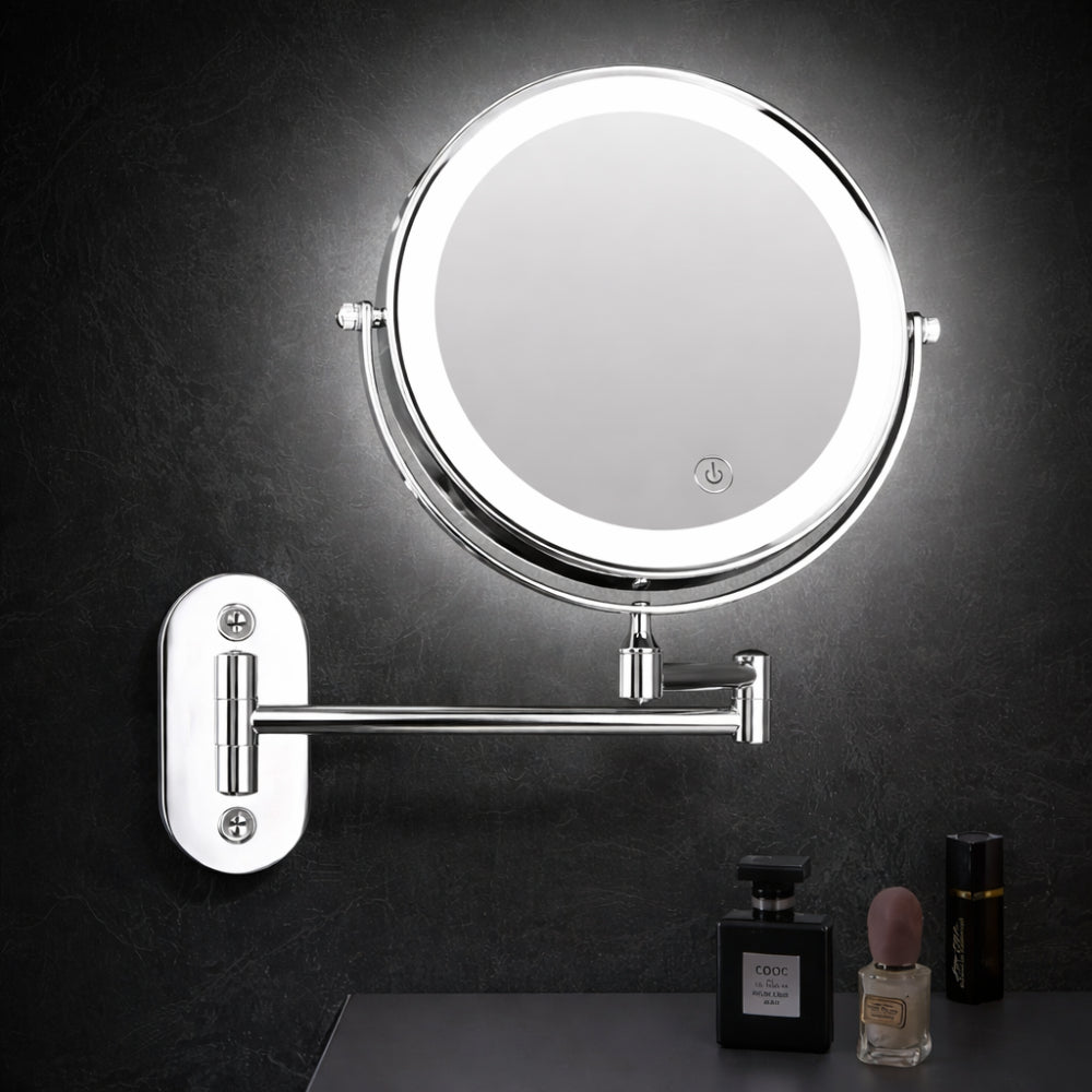 Rechargeable LED Wall-Mounted Makeup Mirror with Adjustable Lighting