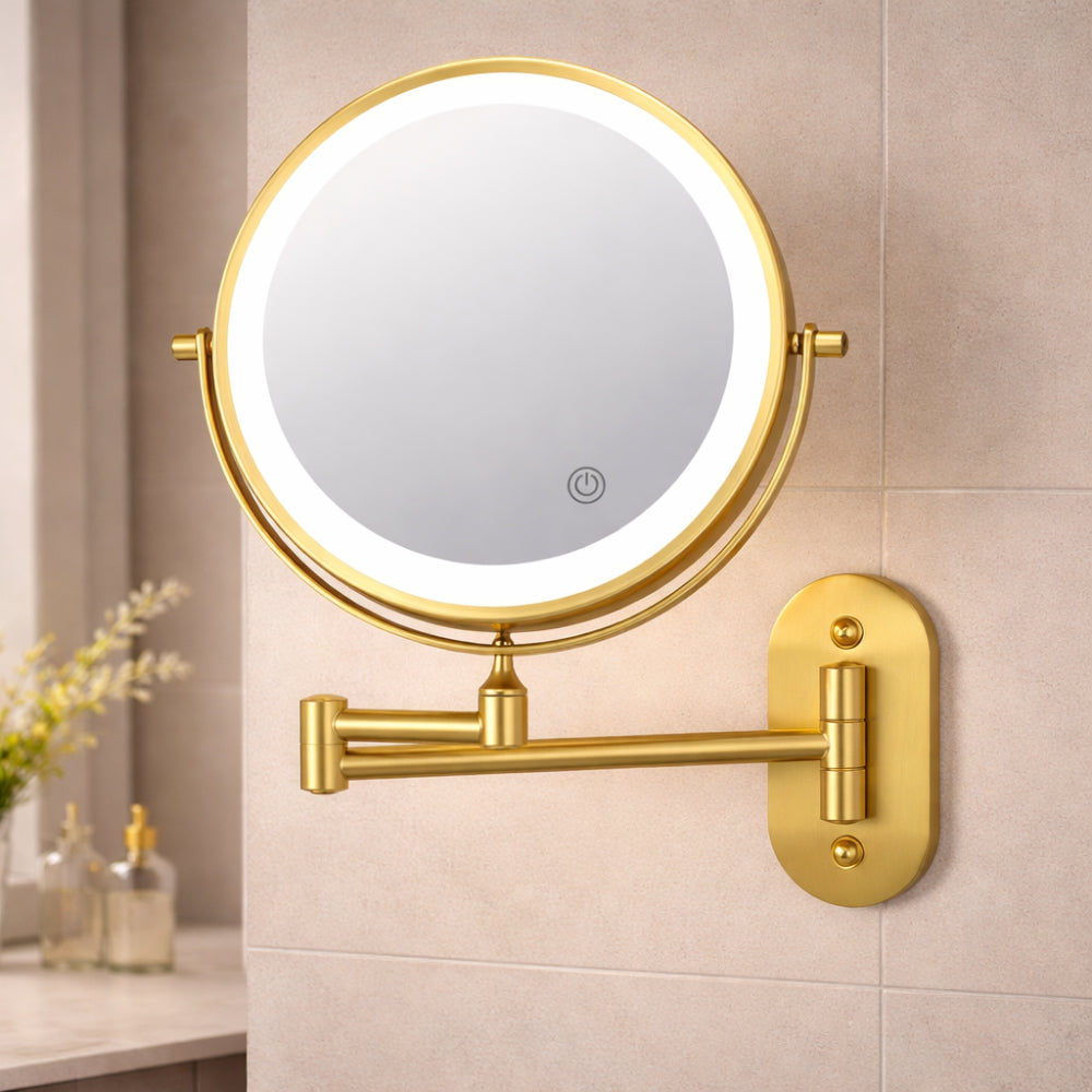 Rechargeable LED Wall-Mounted Makeup Mirror with Adjustable Lighting