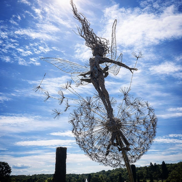 Outdoor Metal Fairy Garden Sculpture with Stake