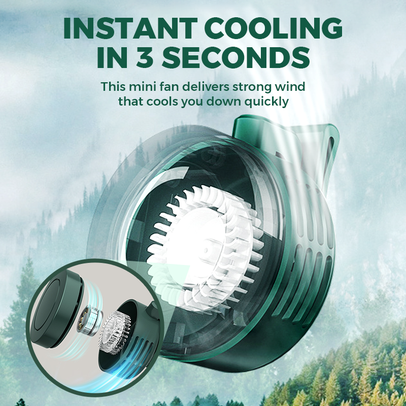 Mini Clip Fan – 3 Speed Settings, Quiet Operation, Rechargeable