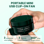 Mini Clip Fan – 3 Speed Settings, Quiet Operation, Rechargeable
