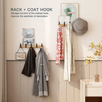 Scandinavian Style Wall Coat Rack with Adjustable Hooks – Wood and Metal Design