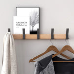 Scandinavian Style Wall Coat Rack with Adjustable Hooks – Wood and Metal Design