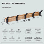 Wall Coat Rack with Adjustable Double Hooks | Scandinavian Design | Wood & Aluminum | Space-Saving & Modern
