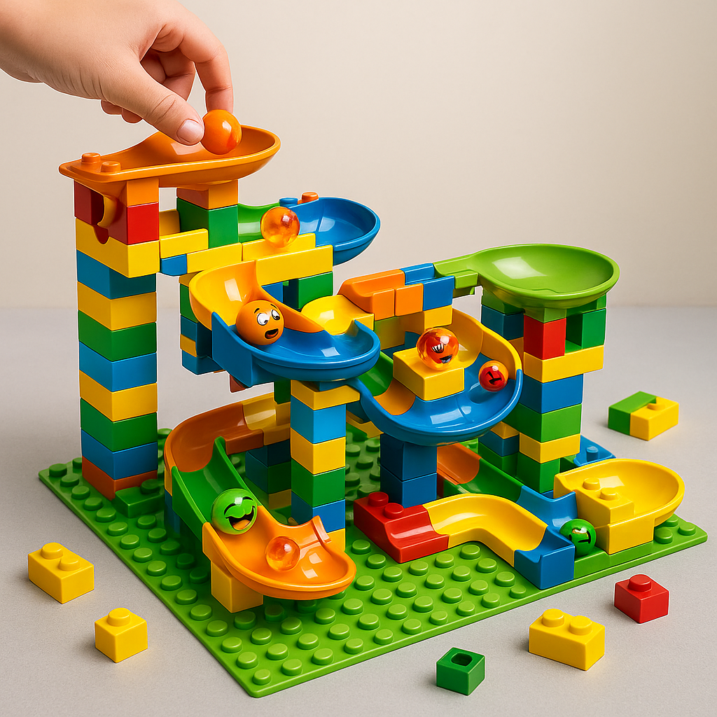 Colorful Plastic Marble Run Building Toy for Kids