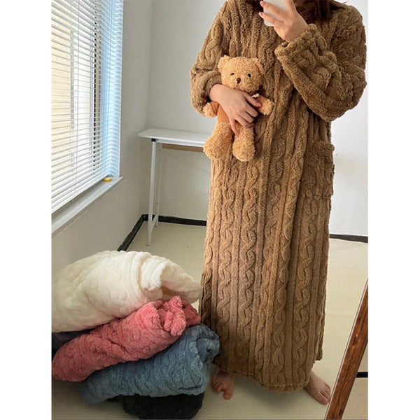 Women's Long Sleeve Winter Sleep Dress Nightgown