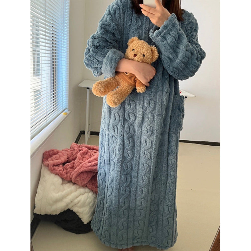 Women's Long Sleeve Winter Sleep Dress Nightgown
