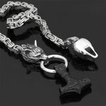 60–90 cm Stainless Steel Double Wolf Head & Hammer Survival Spirit Necklace/Bracelet