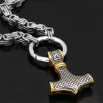 60–90 cm Stainless Steel Double Wolf Head & Hammer Survival Spirit Necklace/Bracelet