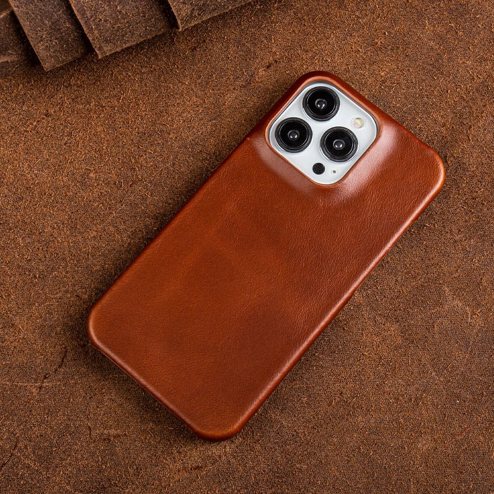 Genuine Leather Oil Wax iPhone Case