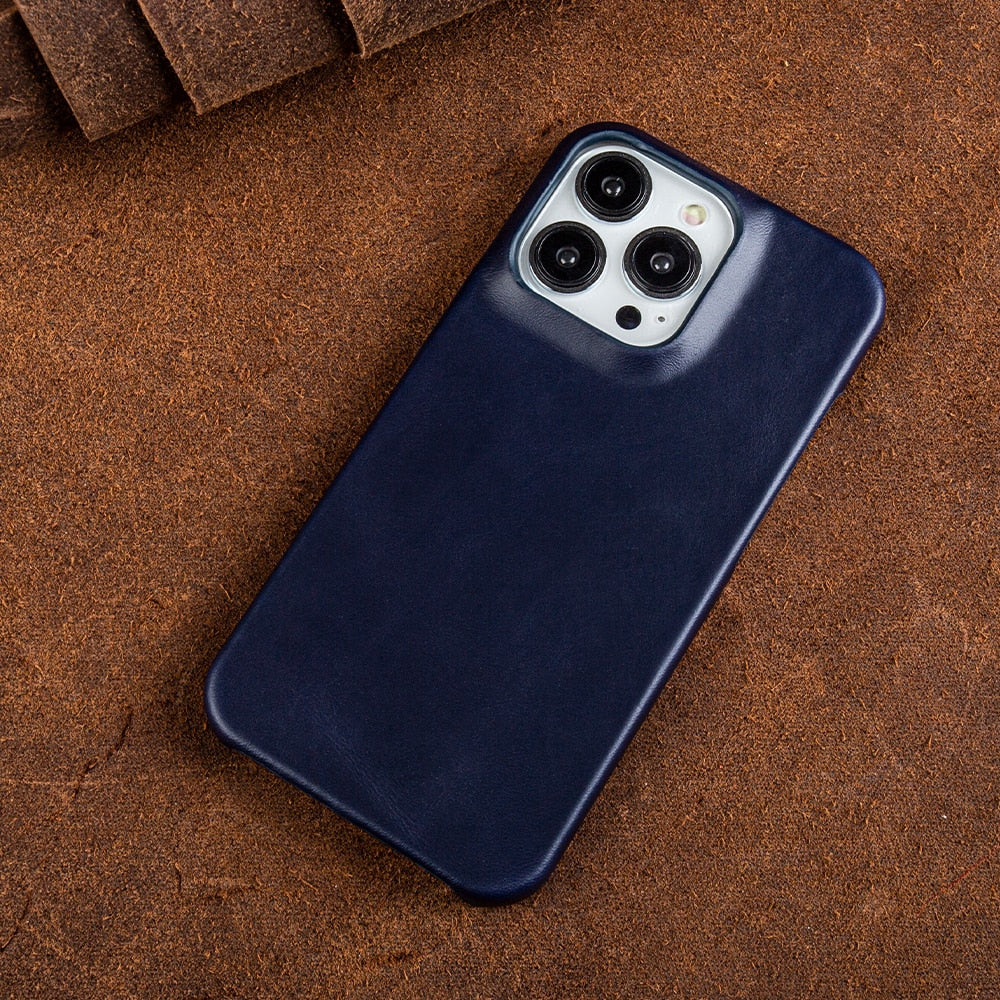 Genuine Leather Oil Wax iPhone Case